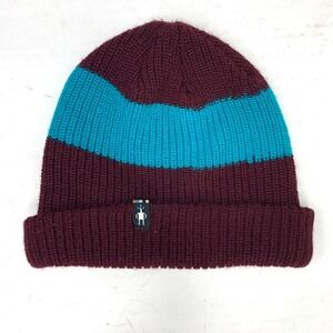 Smartwool Merino Wool Blend Ribbed Beanie Toboggan Hat Cap Maroon Teal
